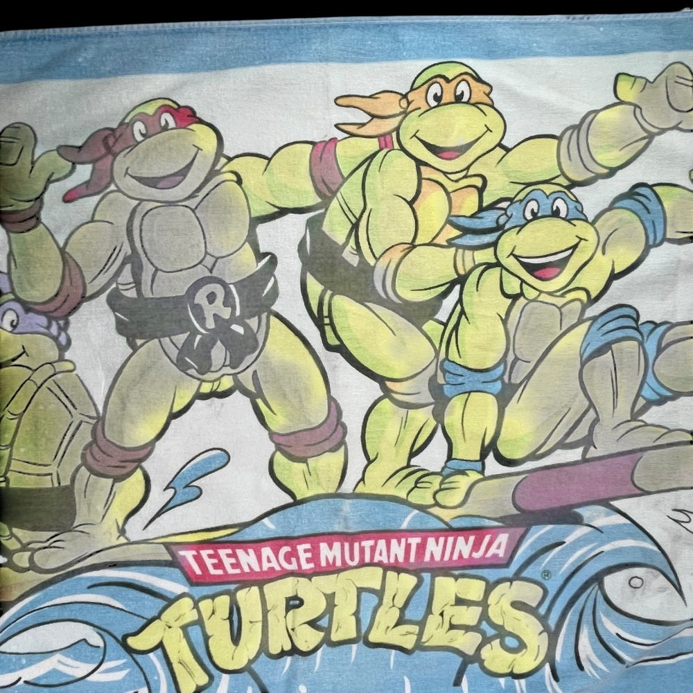 Vintage 1990 Mirage Studios Teenage Mutant Ninja Turtles Beach Towel 58x30" TMNT
